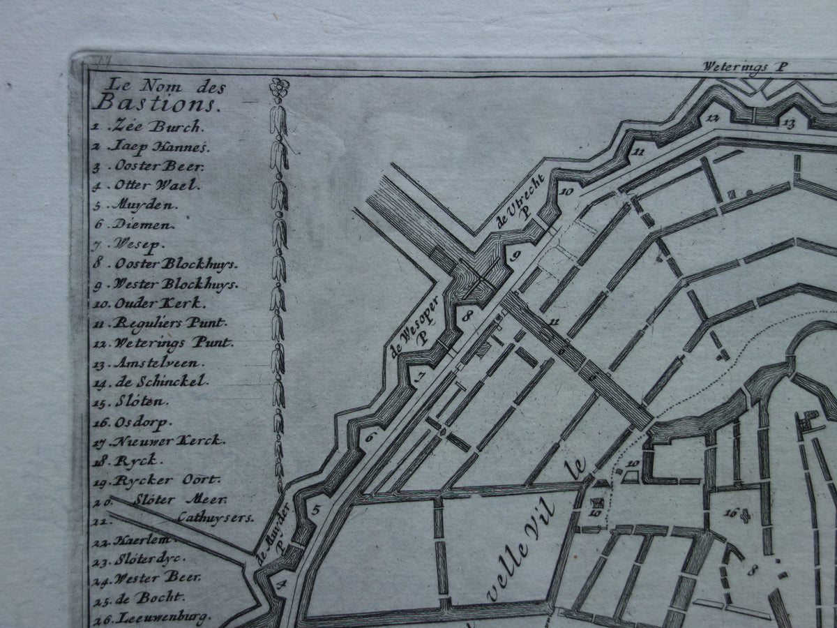 AMSTERDAM old map of Amsterdam from 1693 original antique map Nicolas de Fer