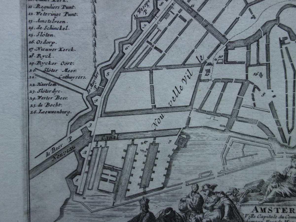 AMSTERDAM old map of Amsterdam from 1693 original antique map Nicolas de Fer