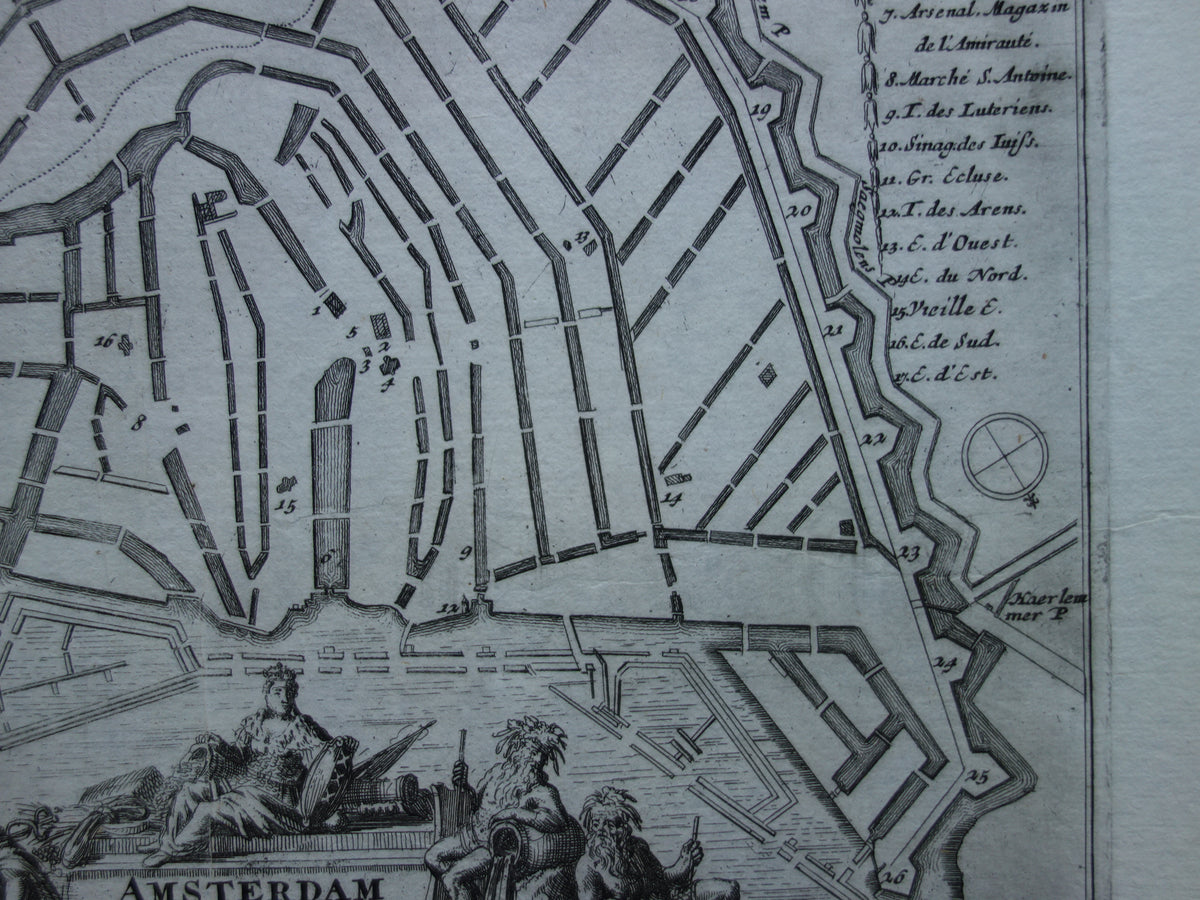 AMSTERDAM old map of Amsterdam from 1693 original antique map Nicolas de Fer