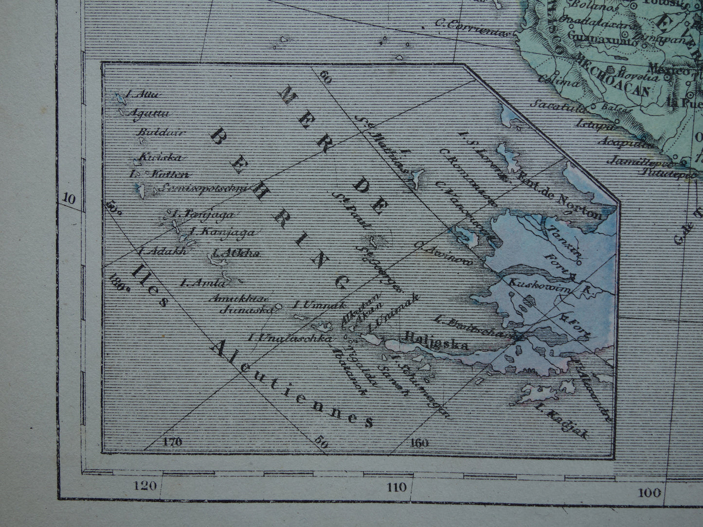 North America antique map - Hand-colored old French map of the continent