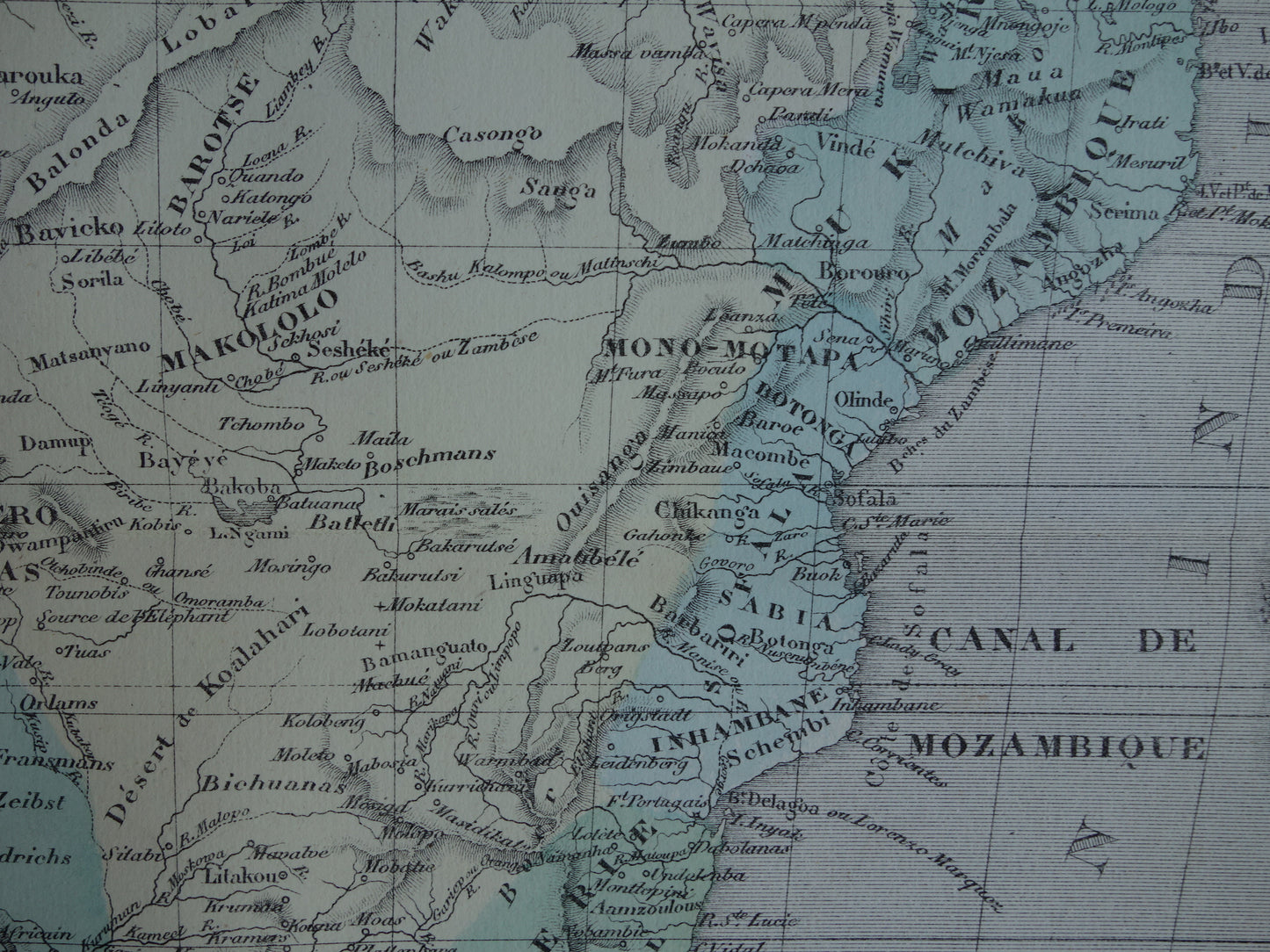 AFRIKA Alte Karte von Südafrika Region der Großen Seen Uniamesi-See 1858 Originale antike Karte