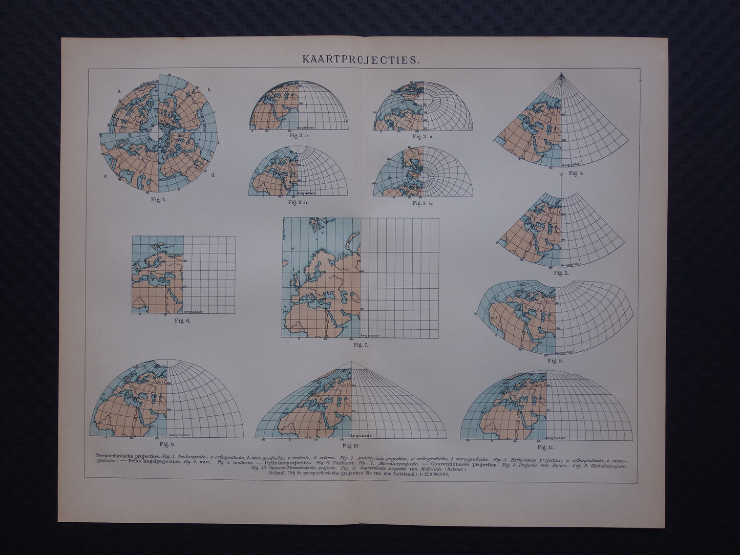 Cartography old print about map projections Cartography Geography antique print