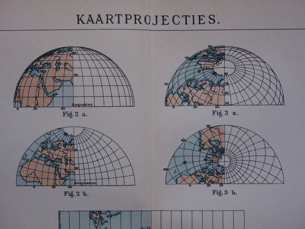Cartography old print about map projections Cartography Geography antique print