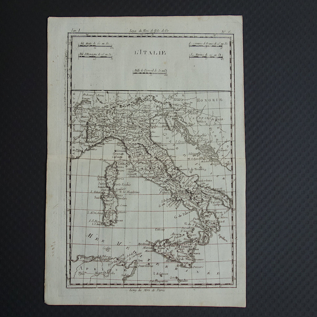 Italië oude kaart uit 1784 Originele antieke landkaart van Italië vintage kaarten