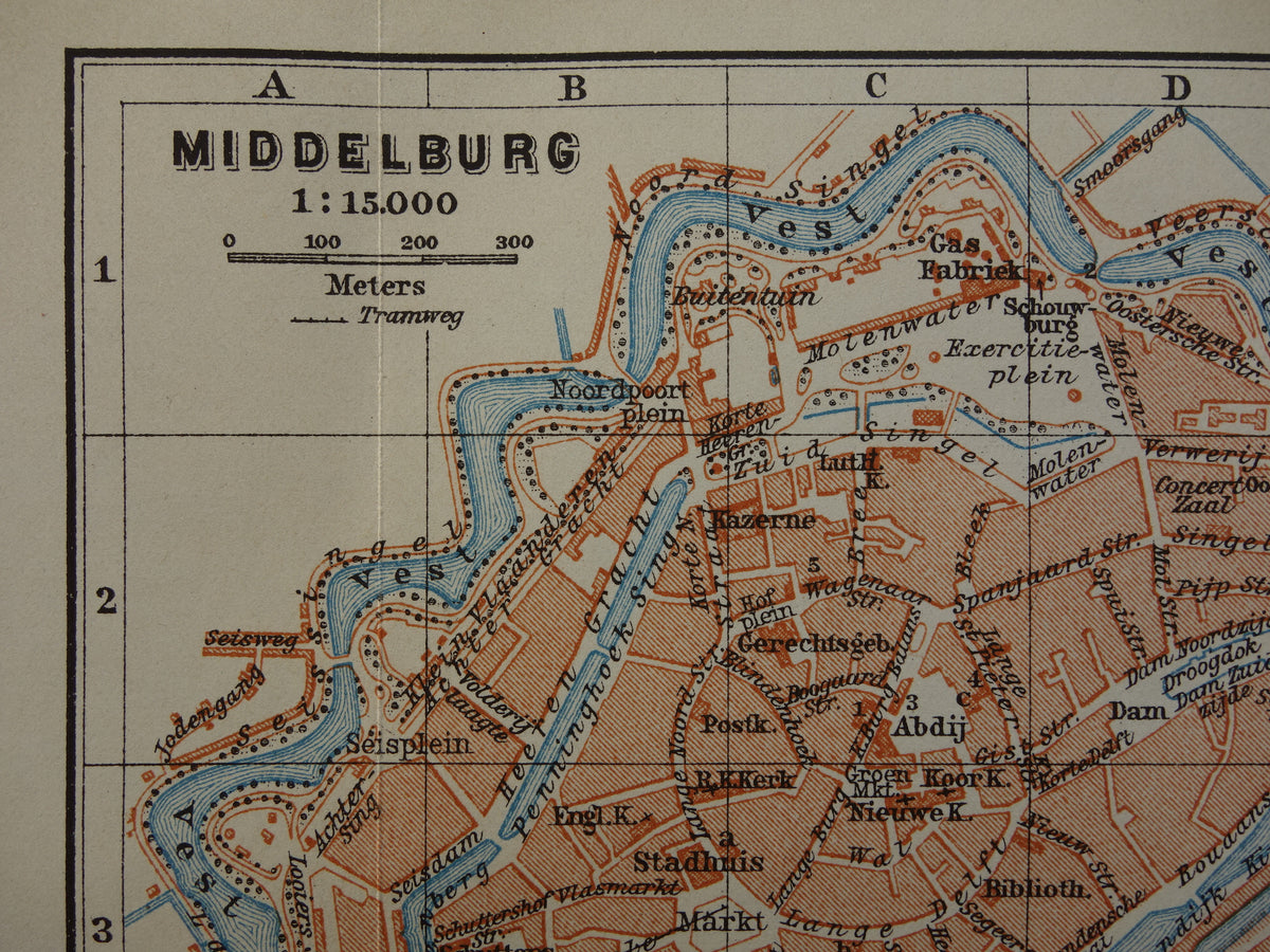 oude kleine plattegrond van Middelburg kopen
