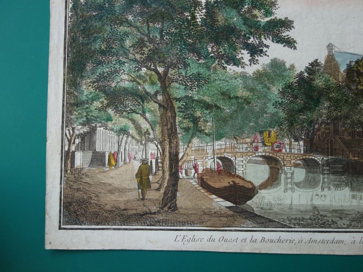 Westertoren Keizersgracht oude prent Originele antieke gravure opticaprent Westerkerk Amsterdam