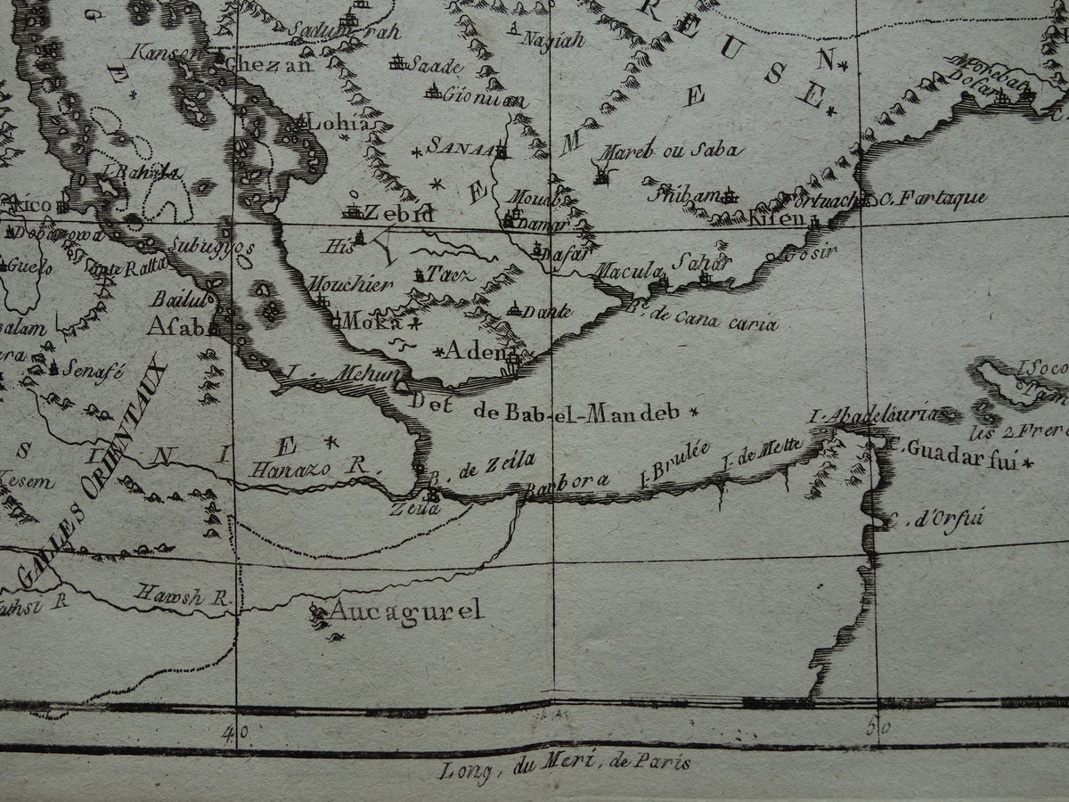 Saoedi-Arabië antieke kaart van Saudi-Arabie Rode Zee en Perziche Golf uit 1780 originele oude landkaart