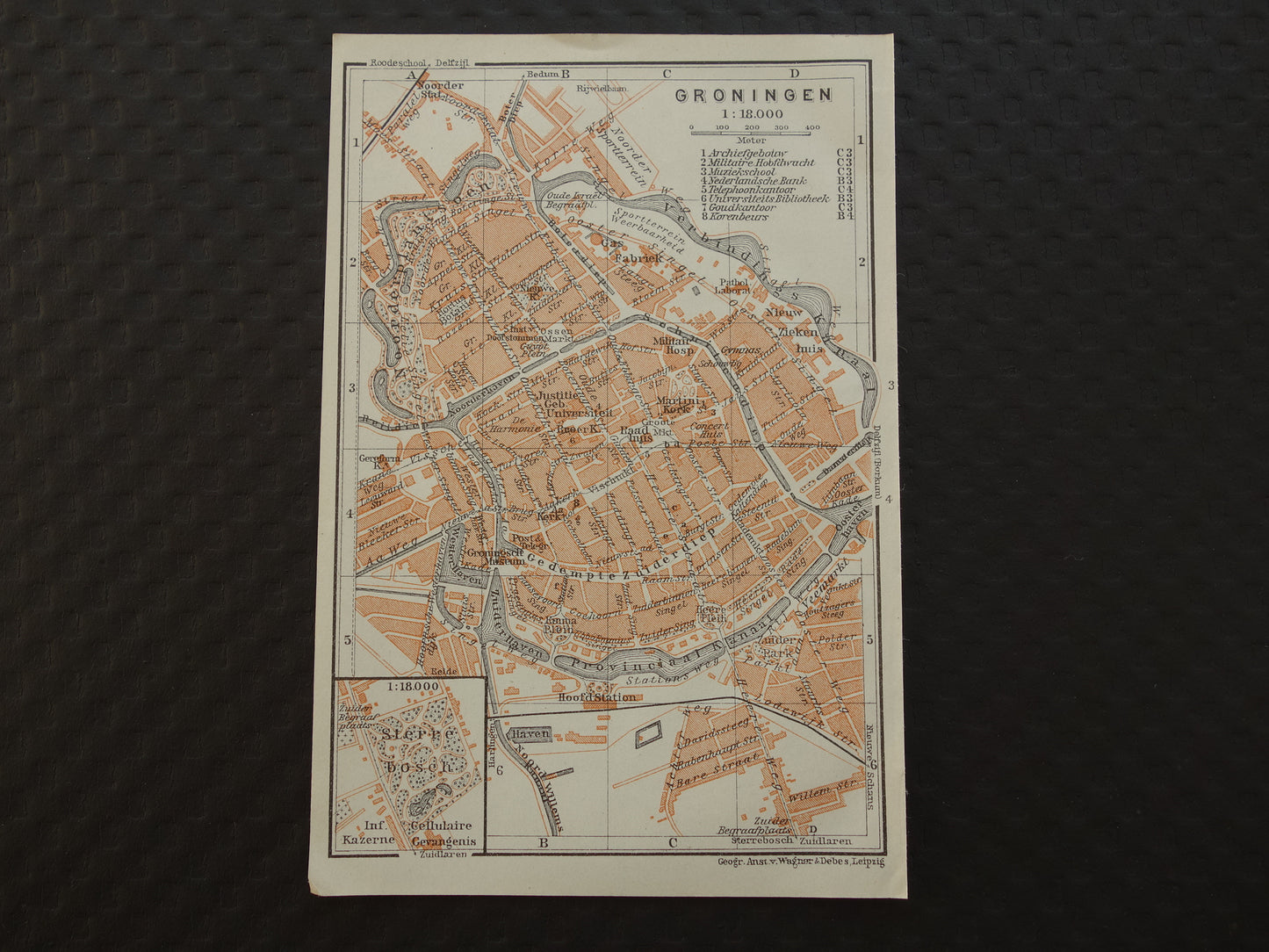 Groningen old map of Groningen City from 1904 small original antique map vintage print