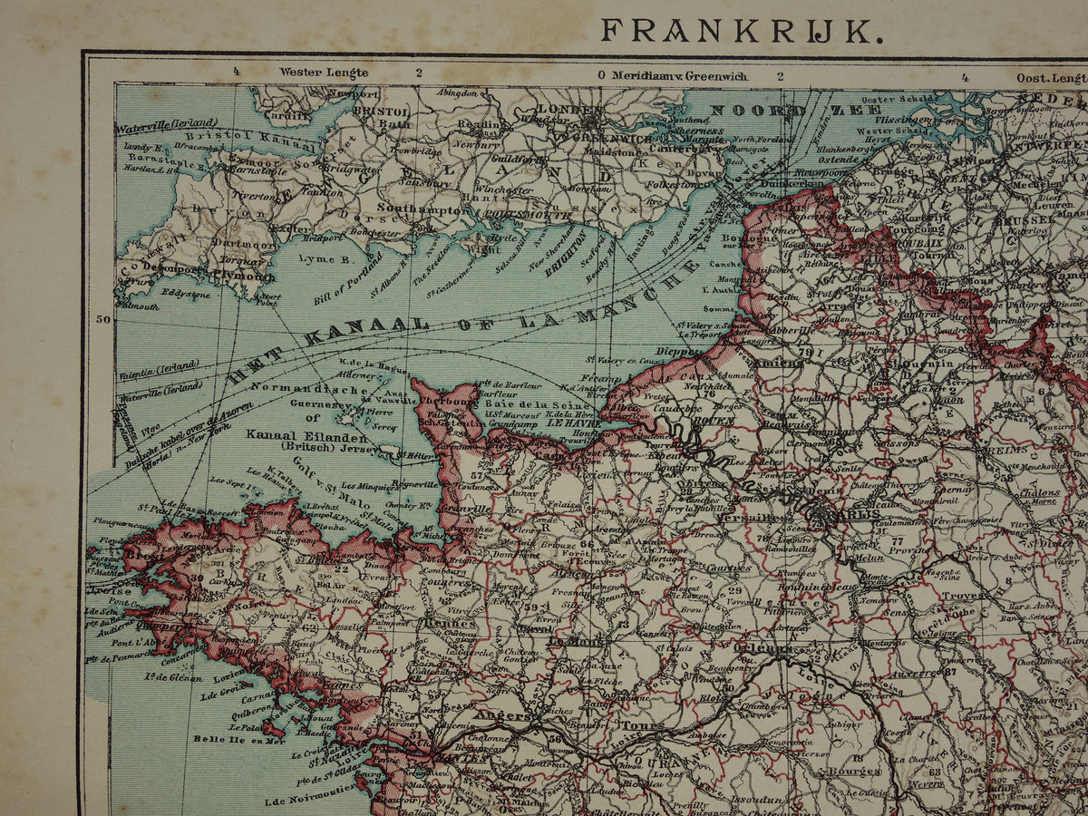 FRANCE Old Dutch map of France from 1907 original antique map