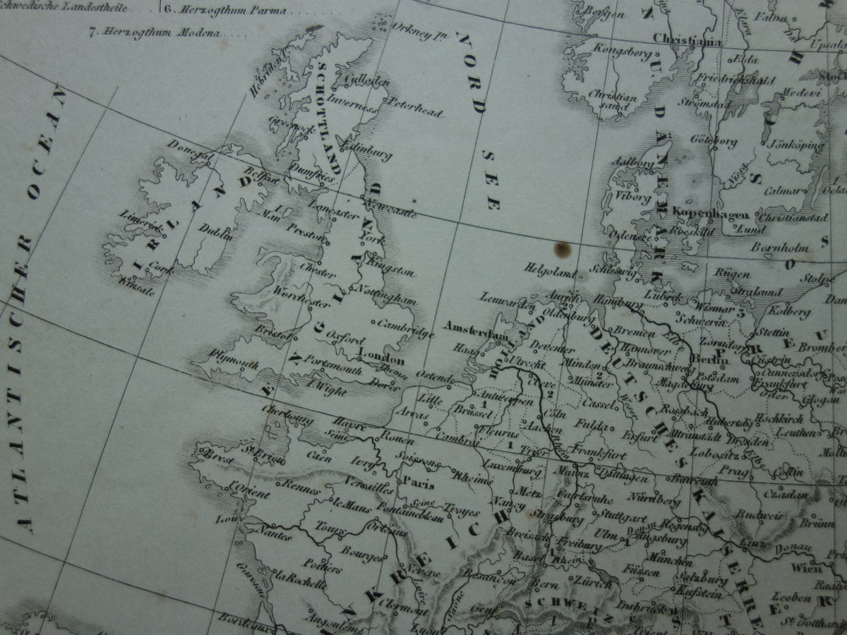 Old map of Europe in 1789 at the start of the French Revolution Original antique map black and white history map