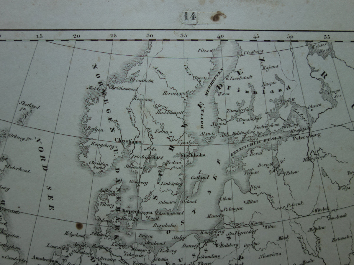 Old map of Europe in 1789 at the start of the French Revolution Original antique map black and white history map