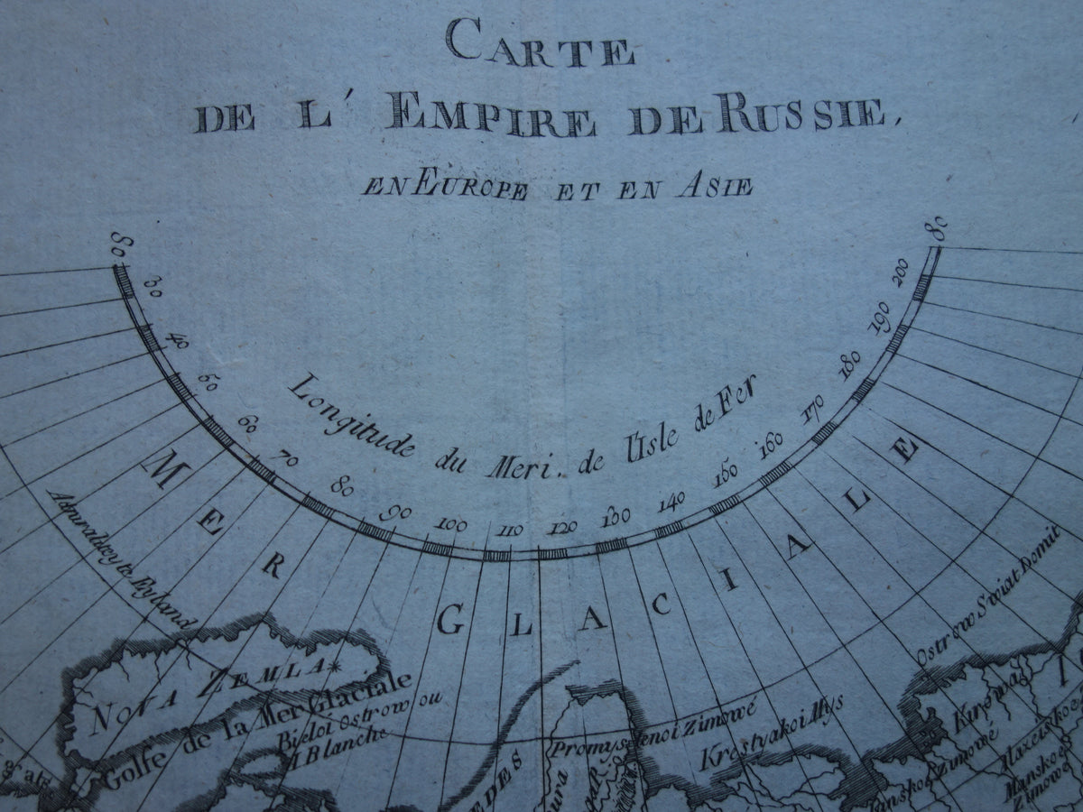 Carte de l'empire de Russie en Europe et en Asie. Raynal Bonne antique map.