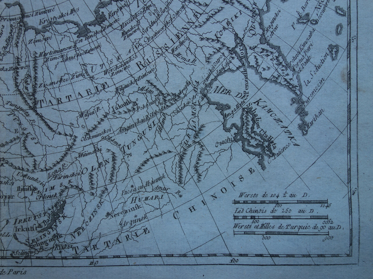 RUSSIA old map Russian Empire 1784 Original antique map Siberia vintage historical print