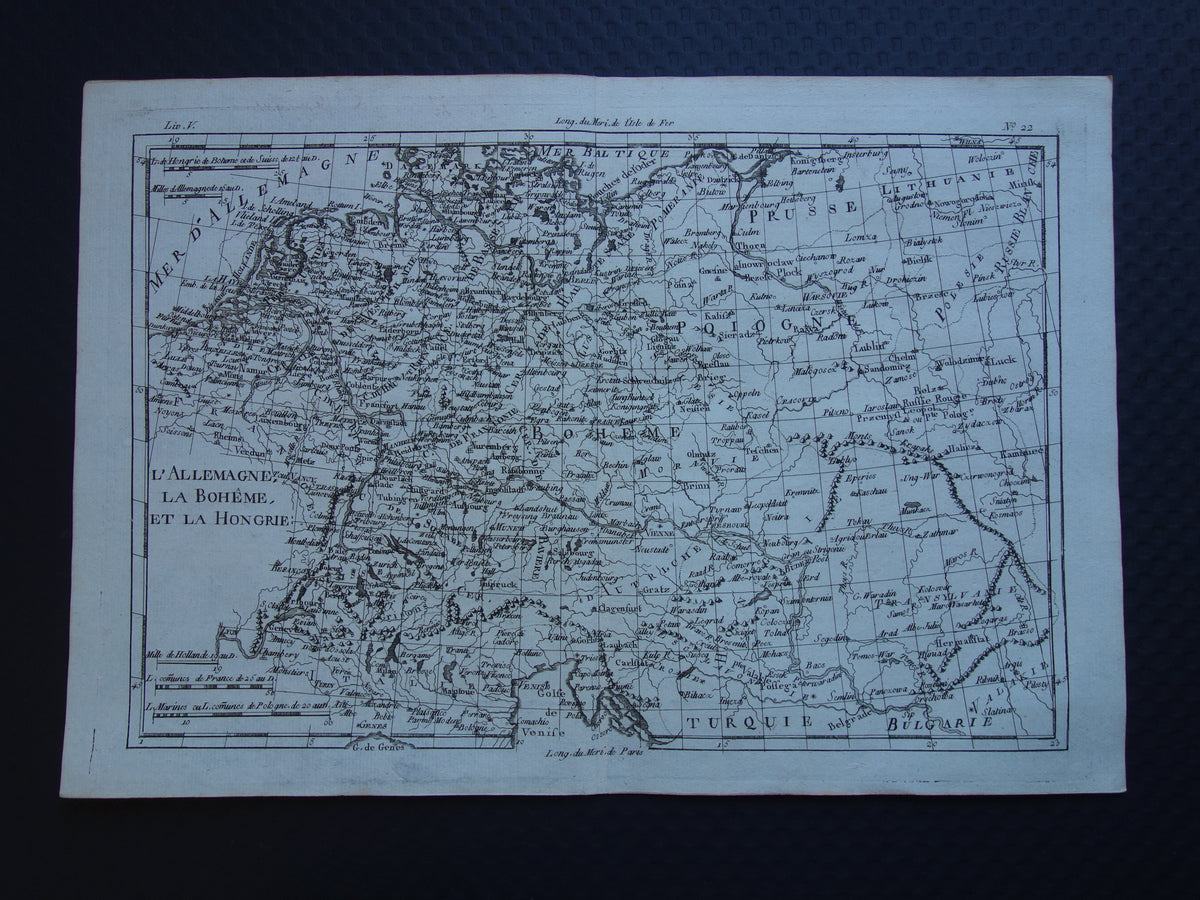Centraal-Europa oude kaart Duitsland Polen Tsjechië Originele antieke landkaart vintage print