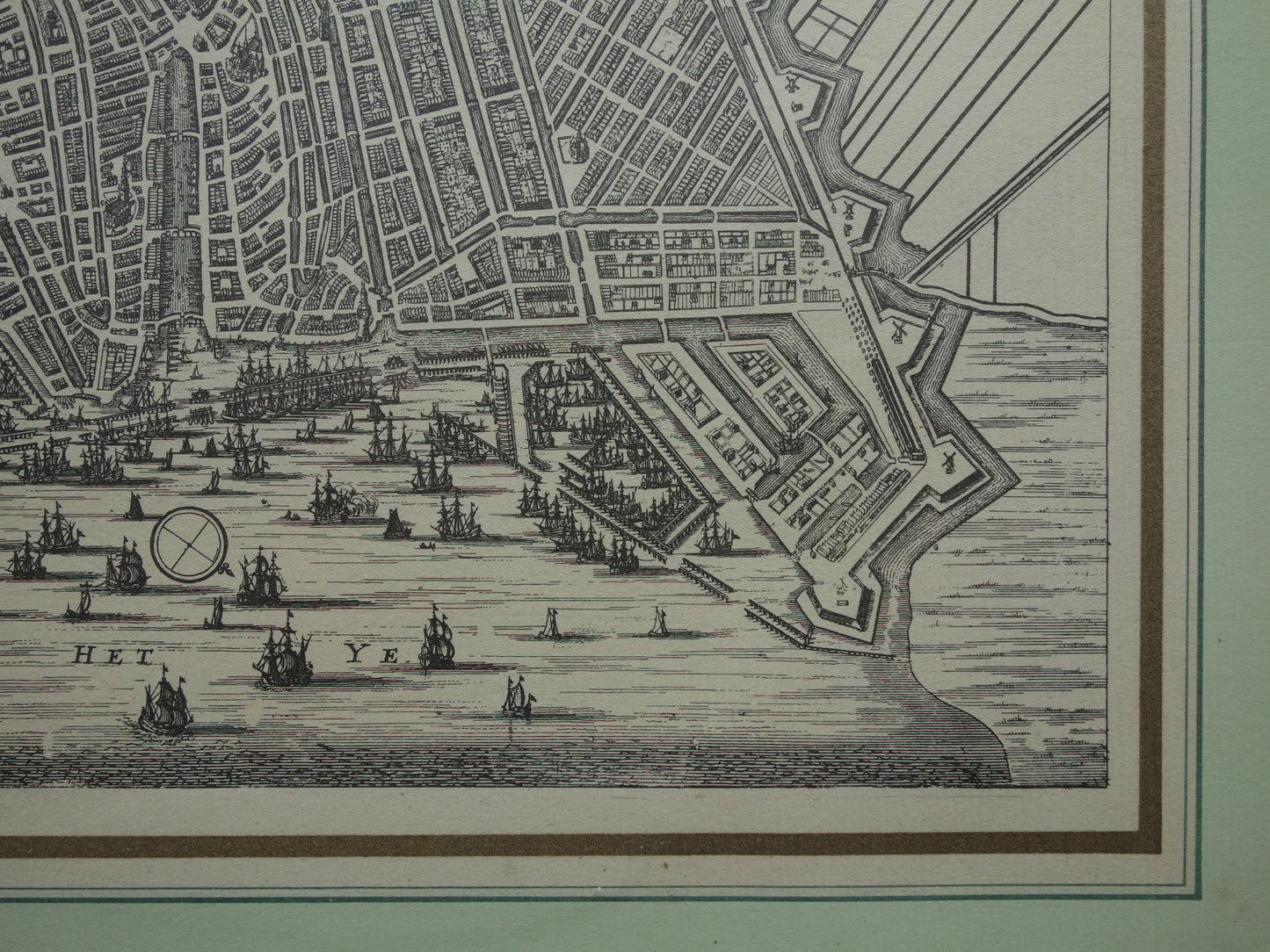 AMSTERDAM oude kaart van Amsterdam in 17e eeuw NADRUK 'Amsterdam met d'uytlegging van't Jaer 1613' Dapper Van Meurs plattegrond