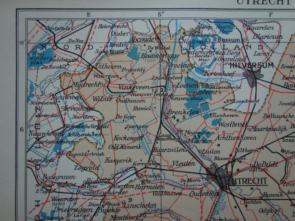UTRECHT Old map of the province of Utrecht from 1938 small original vintage historical map