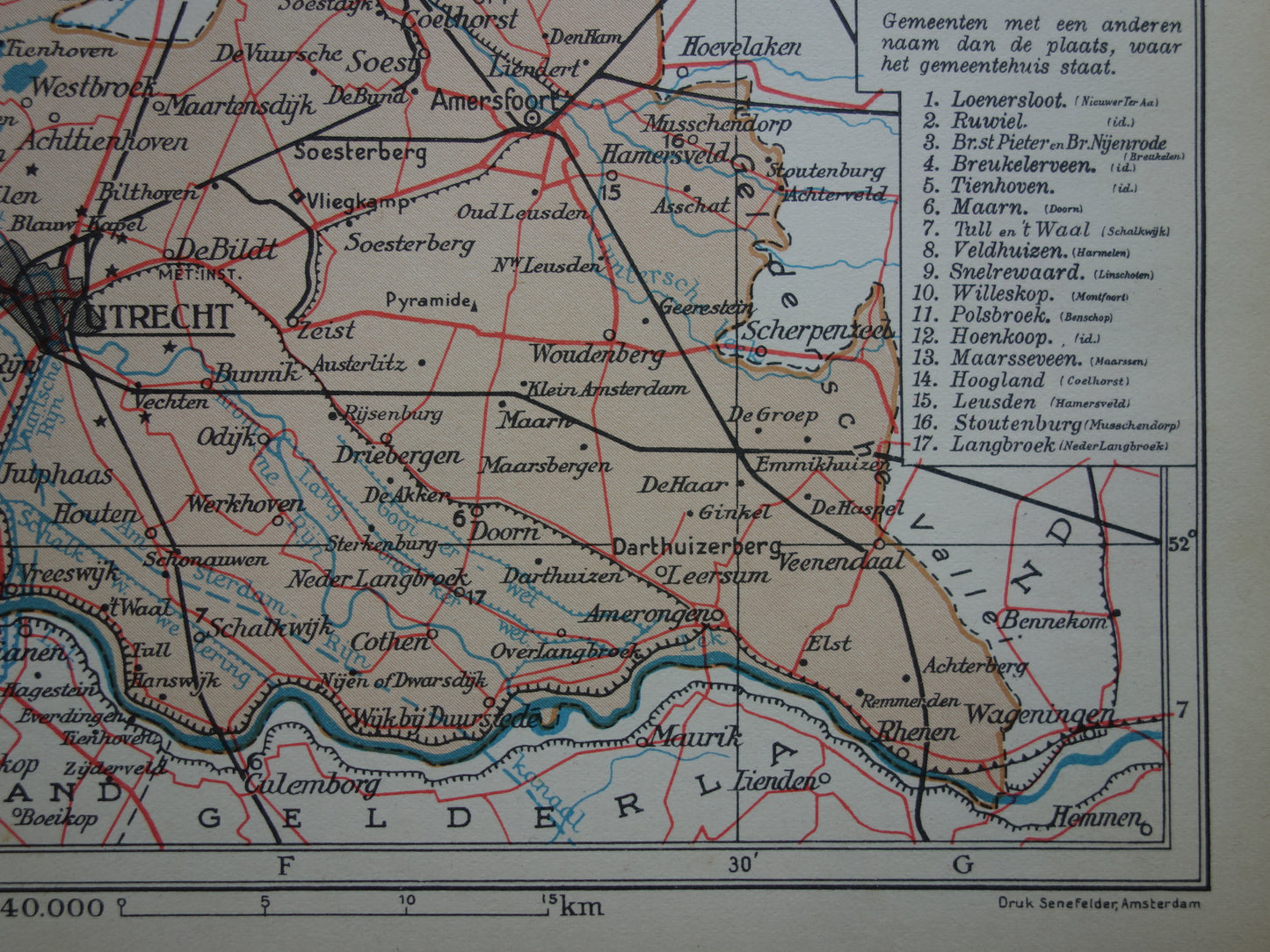 UTRECHT Old map of the province of Utrecht from 1938 small original vintage historical map