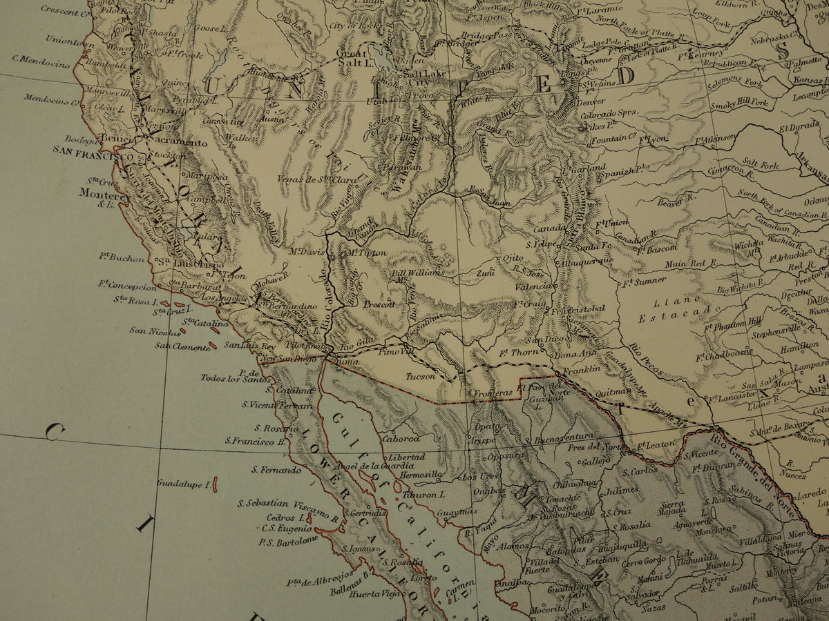 Old map of North America from 1890 Large antique English map