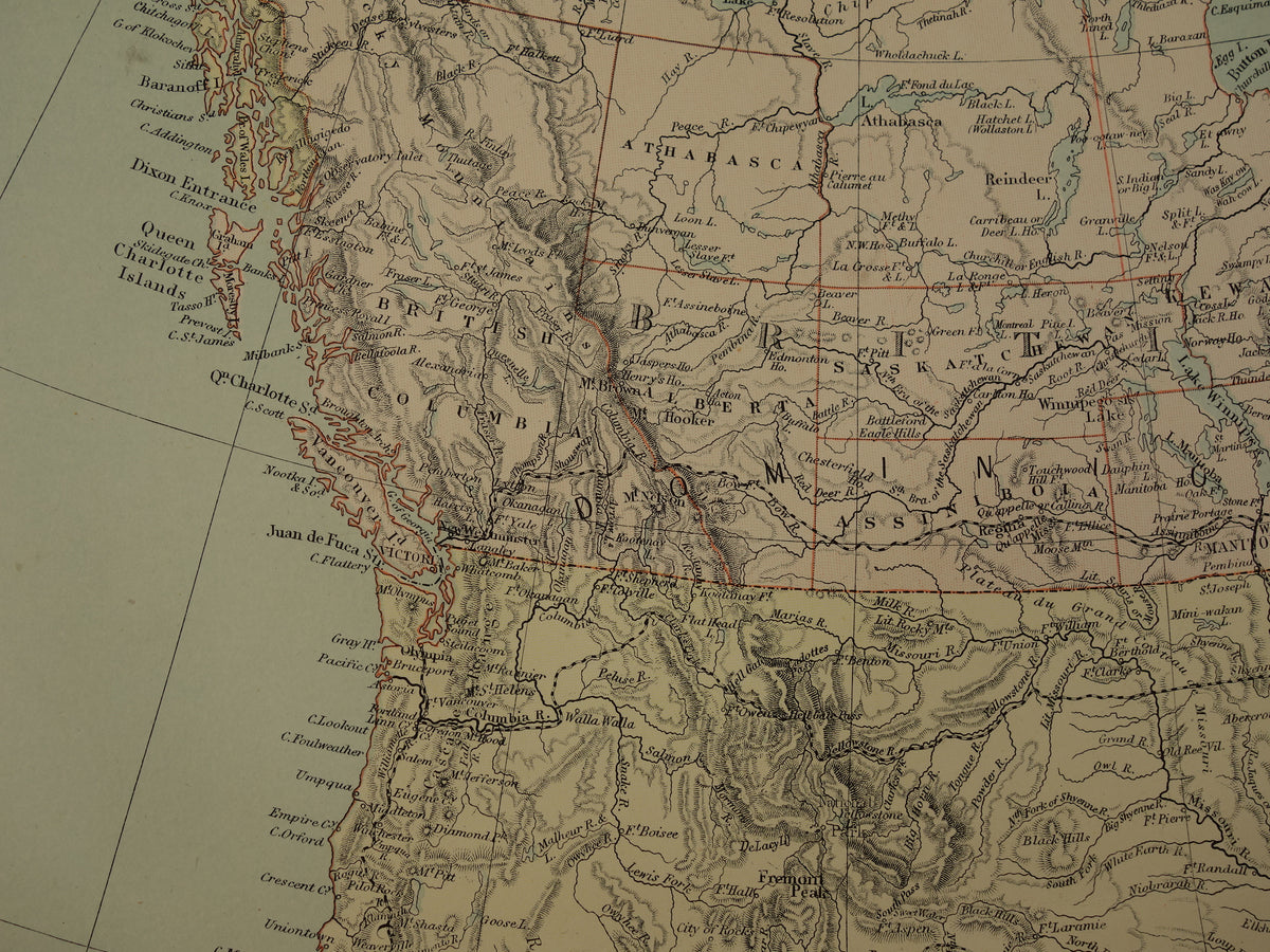 Old map of North America from 1890 Large antique English map