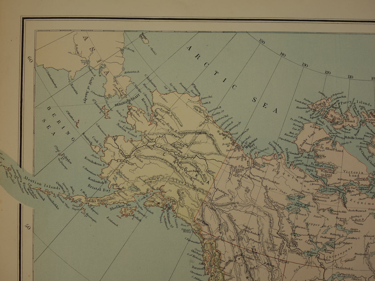 Old map of North America from 1890 Large antique English map