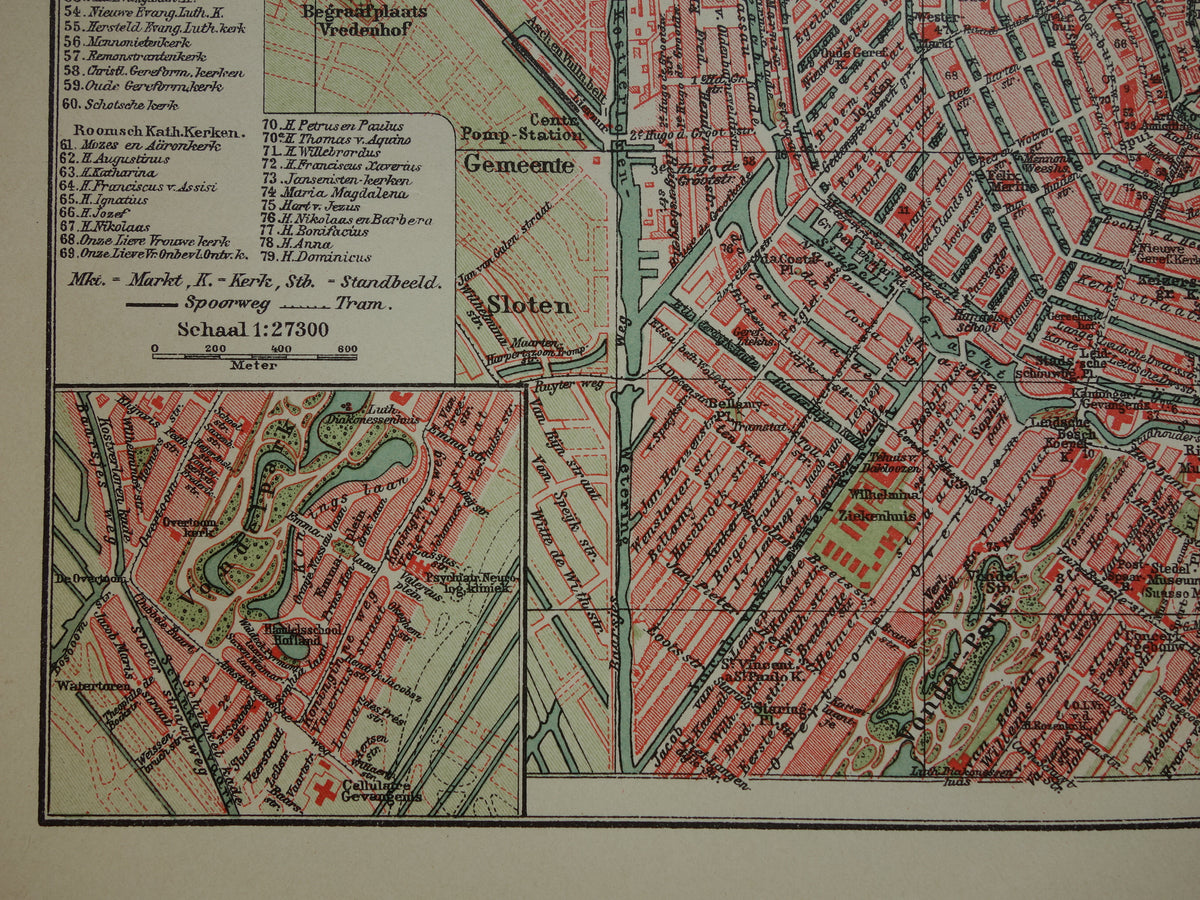 AMSTERDAM old map of Amsterdam 1914 original antique Dutch map