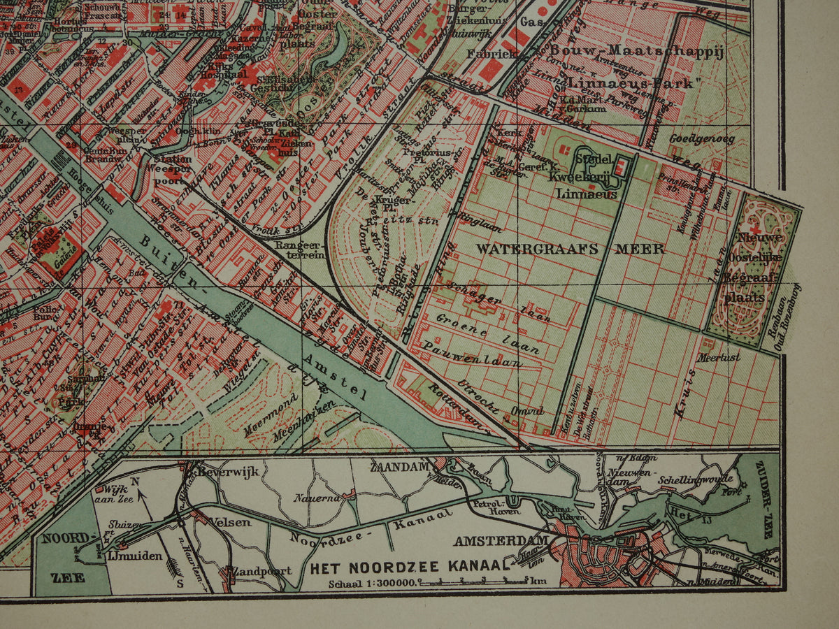 AMSTERDAM old map of Amsterdam 1914 original antique Dutch map