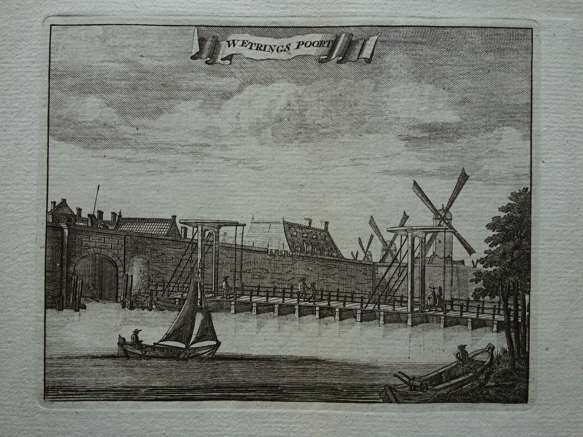 WETERINGSPOOR Amsterdam Old print 1770 Original antique engraving Wetrings Poort Weteringschans