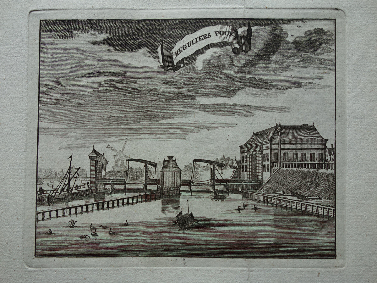 REGULIERSPOORT Amsterdam Oude prent 1770 Originele antieke gravure Reguliers Poort Boterwaag Rembrandtplein