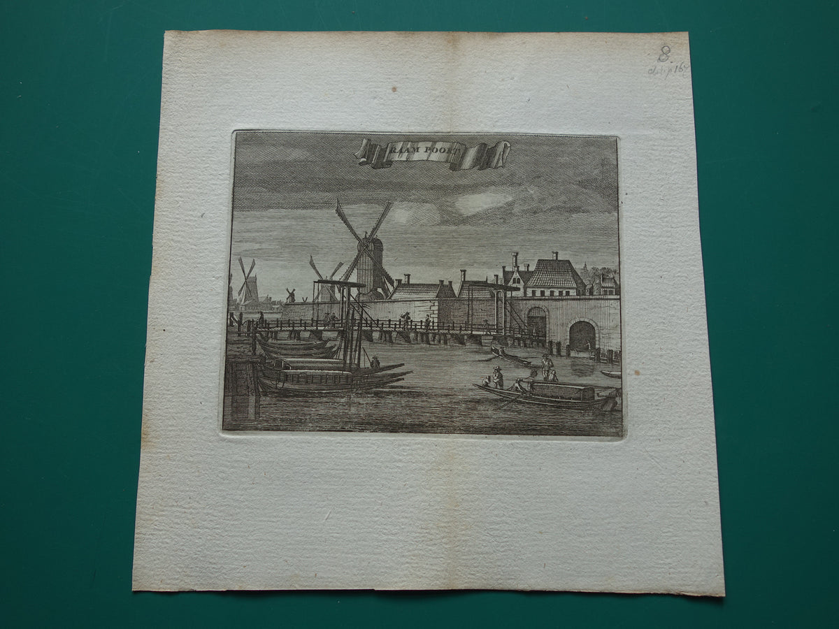 RAAMPOORT Amsterdam Oude prent 1770 Originele antieke gravure Raam Poort