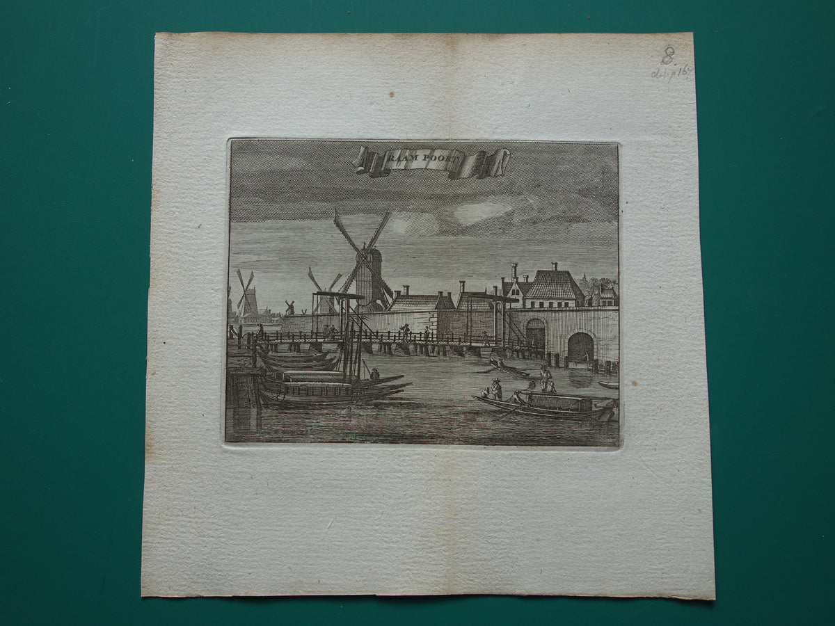 RAAMPOORT Amsterdam Oude prent 1770 Originele antieke gravure Raam Poort