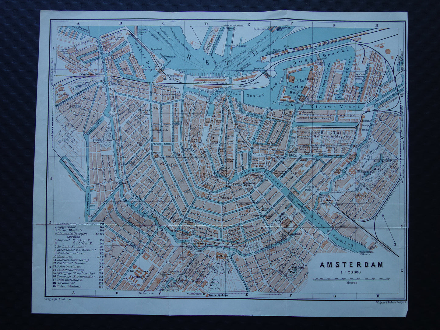 AMSTERDAM old map of Amsterdam from 1904 original antique map vintage map