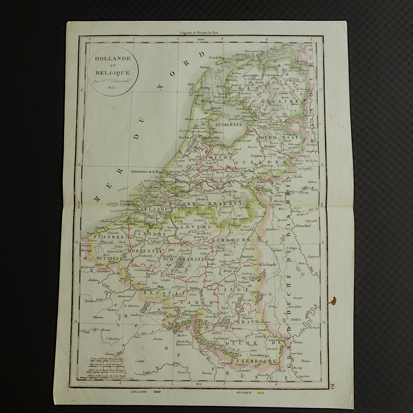 NETHERLANDS old map of the Netherlands and Belgium in the year 1834 Original antique map vintage maps