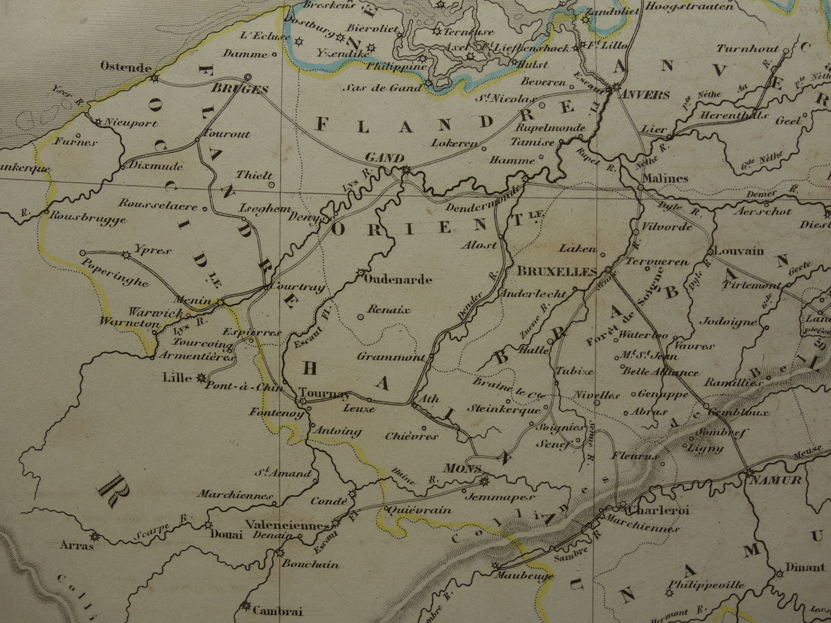 Nederland en België originele antique kaart 1847 oude landkaart met jaartal