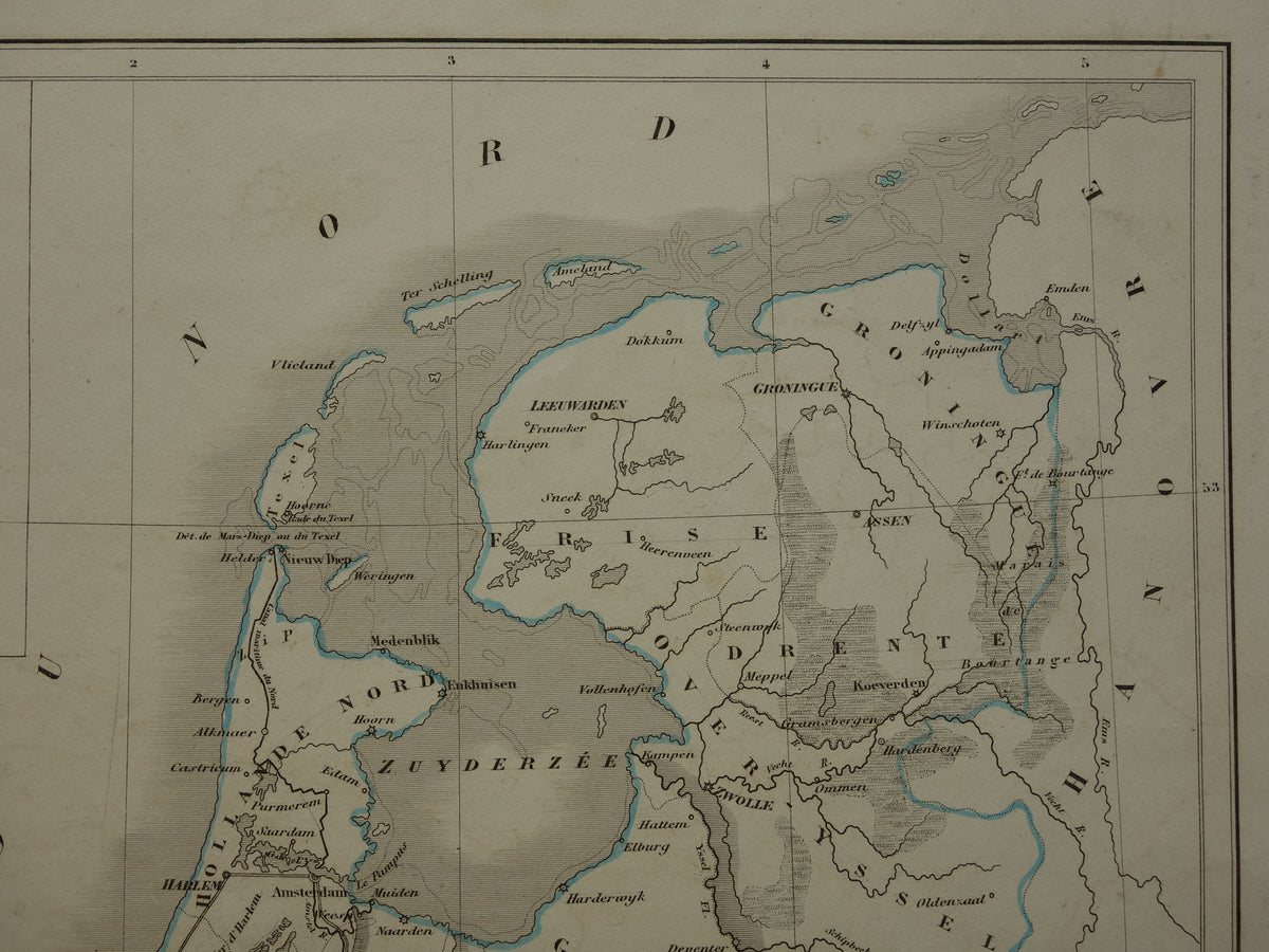 Netherlands and Belgium original antique map 1847 old map with date