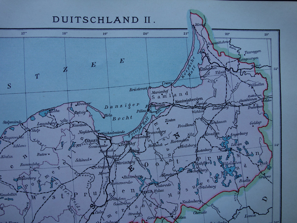 GERMANY old Dutch map of eastern Germany / Poland original antique map from 1916
