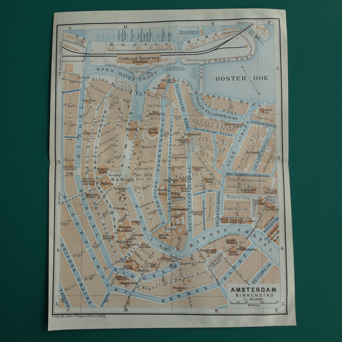 kleine antieke historische plattegrond kaart van Amsterdam