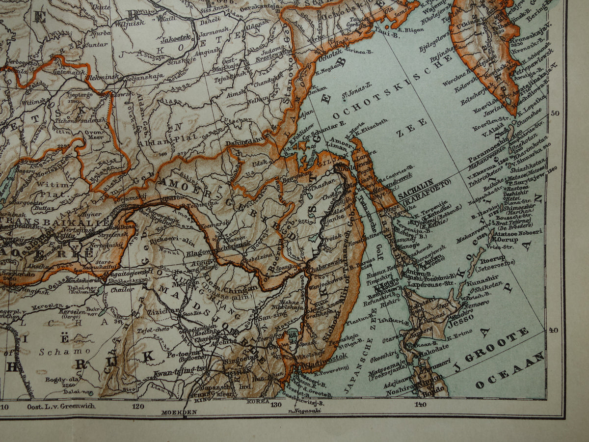 SIBERIE oude kaart van Siberië 1922 Nederlandse antieke landkaart Aziatisch Rusland