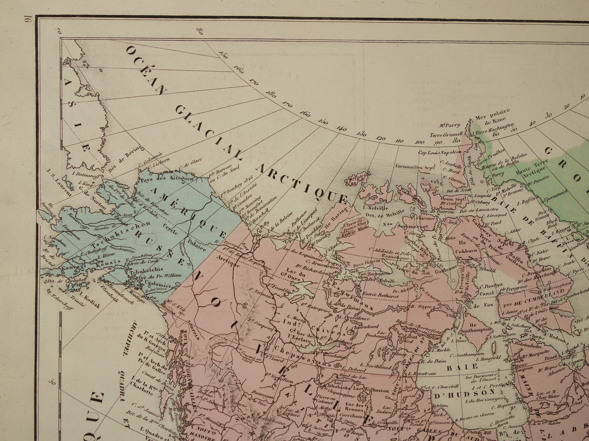 Old map of North America from 1859 Original antique French map