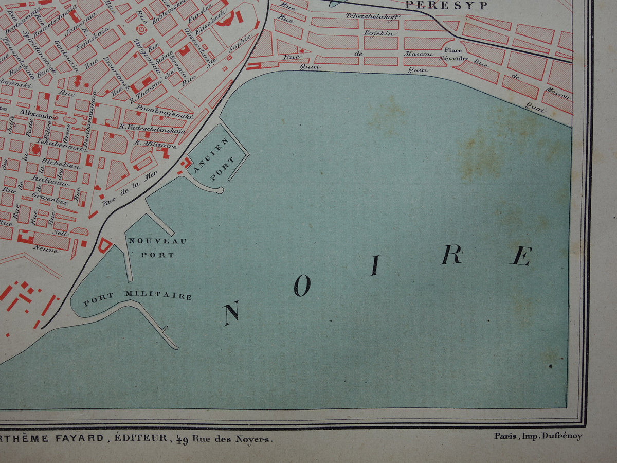ODESSA antique map from 1877 Original French old map Odessa Ukraine