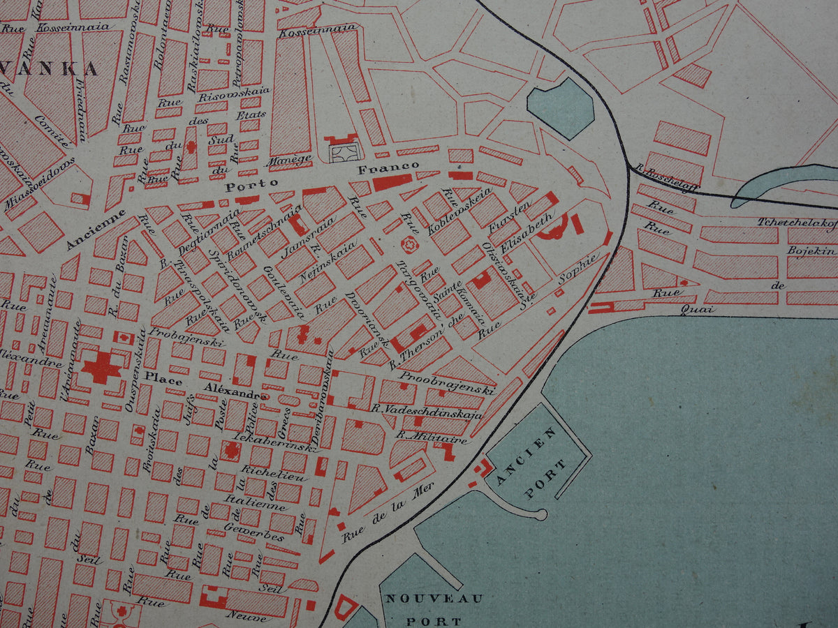 ODESSA antique map from 1877 Original French old map Odessa Ukraine