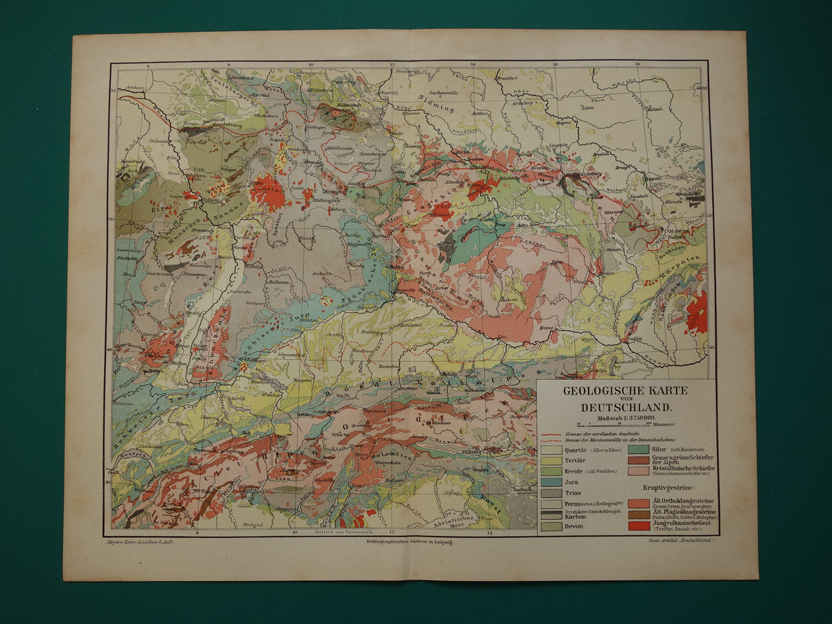 Geologische Karte von Deutschland 1907 Meyers