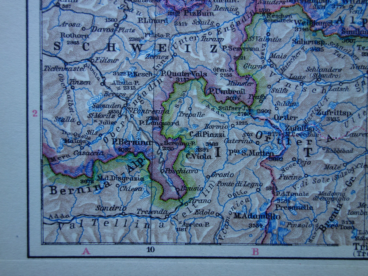 AUSTRIA old map of Austria western part 1928 Detailed small vintage map