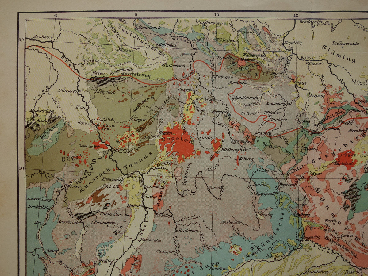 Old geology map of South Germany Original antique geological map time scale formations vintage maps