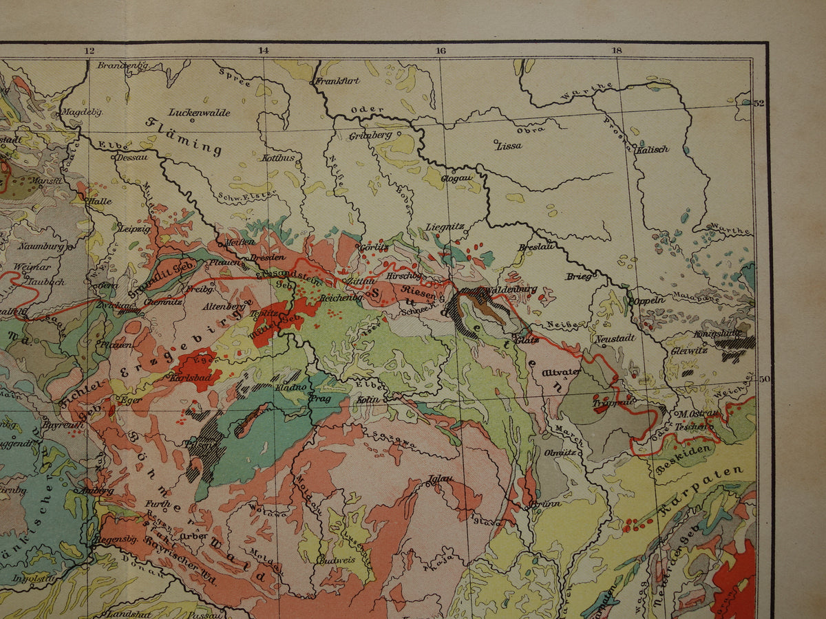 Old geology map of South Germany Original antique geological map time scale formations vintage maps