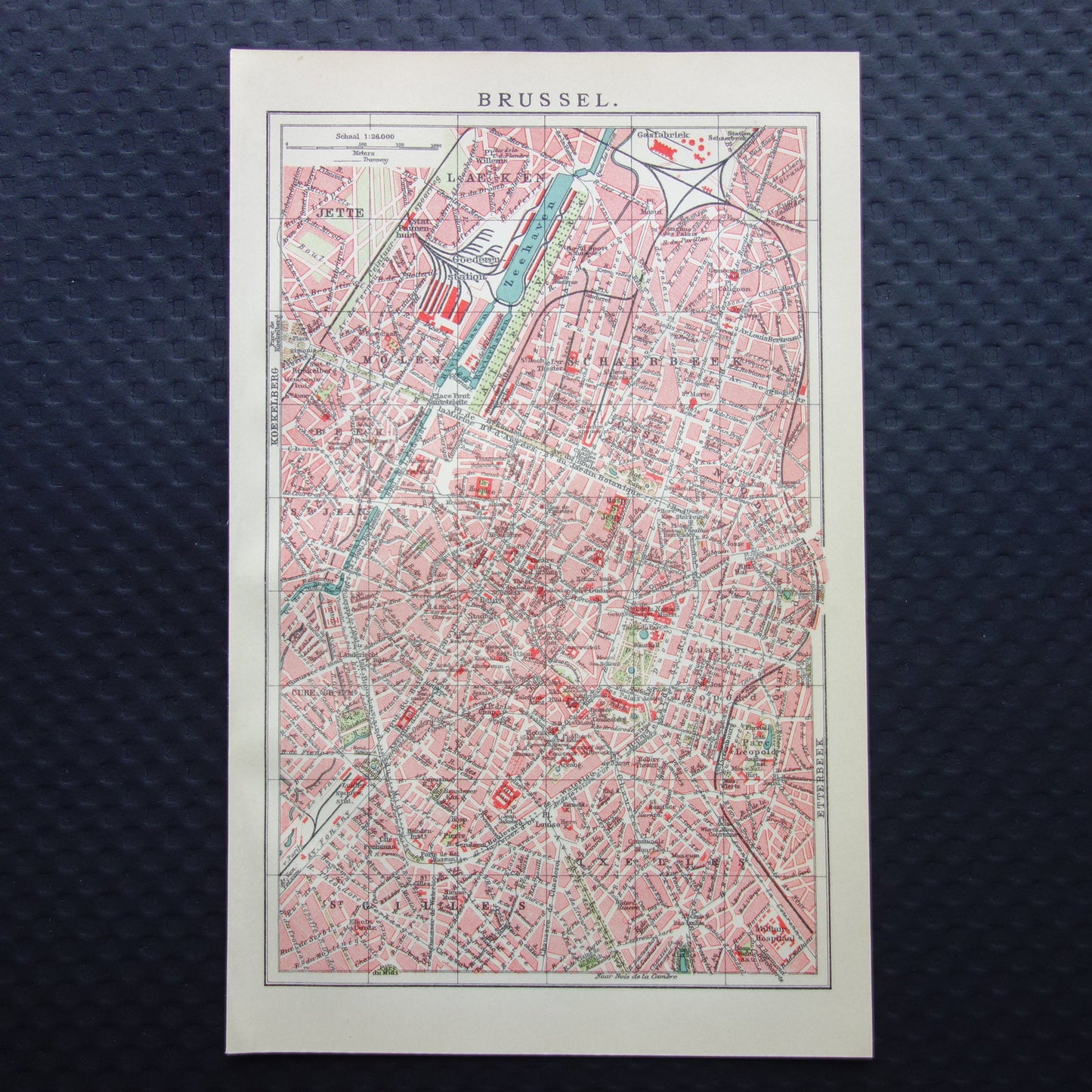 Antieke kaart van Brussel België kleine originele oude plattegrond vintage kaarten