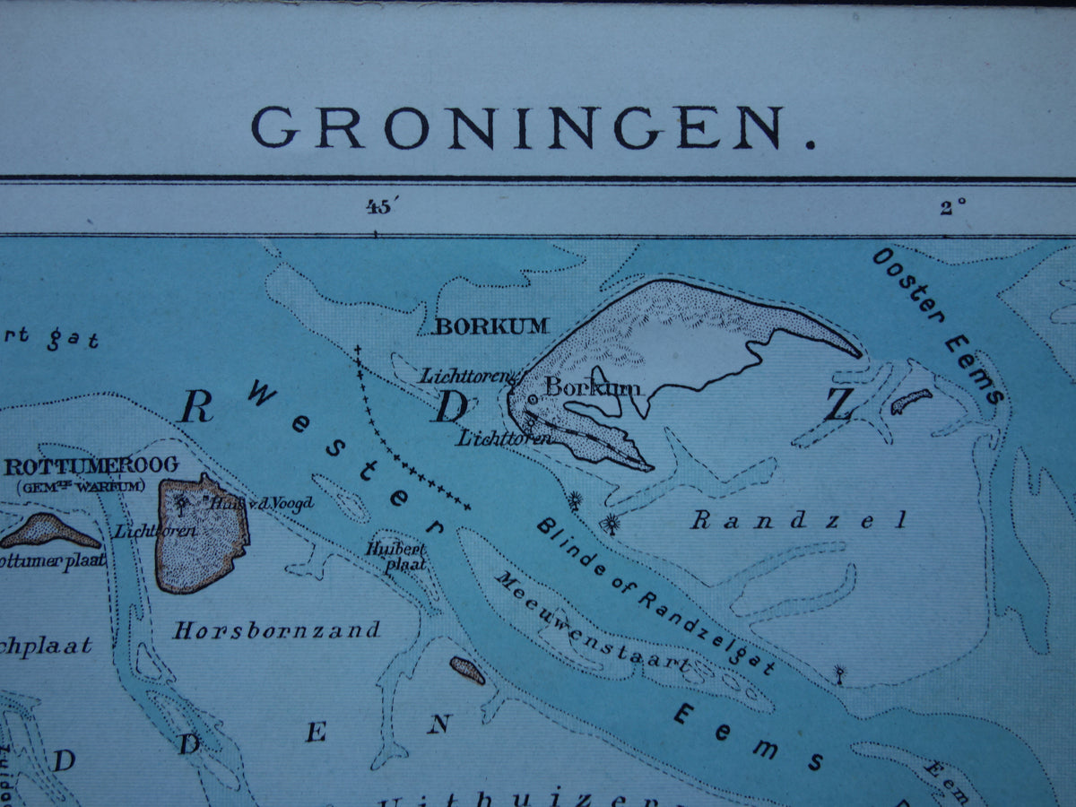 GRONINGEN old map of the province of Groningen 1917 original antique Dutch map Hoogezand Veendam