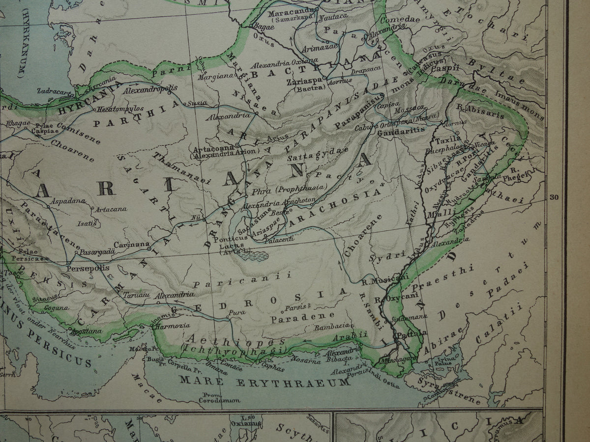Kaart van het rijk van Alexander de Grote uit 1932 - Oude Nederlandse kaart Macedonische Alexandrijnse rijk vintage landkaart