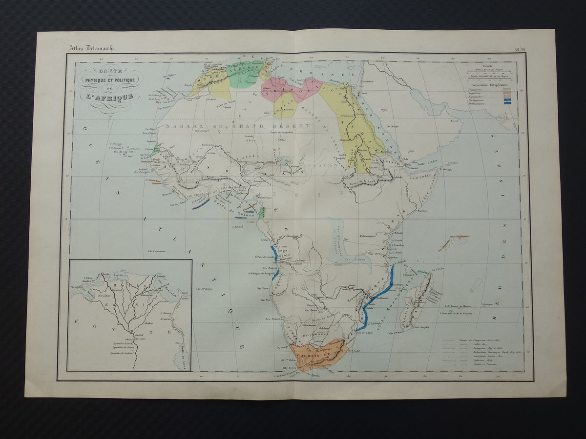 Old map of Africa from 1859 Original antique French map