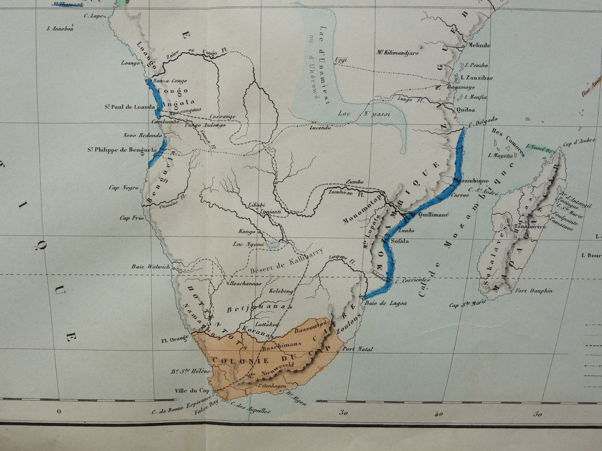 Old map of Africa from 1859 Original antique French map