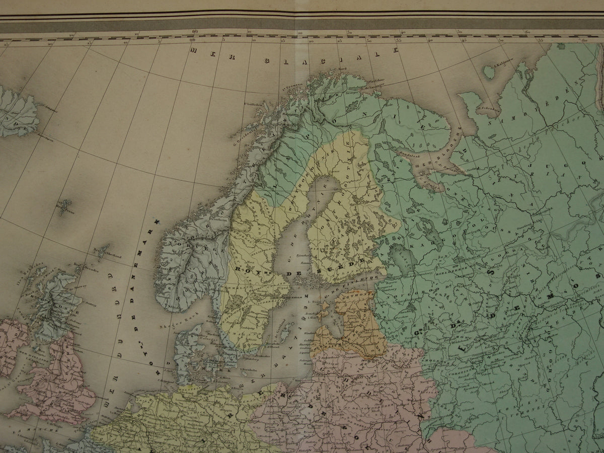 Kaart van Europa tijdens Keizer Karel de Vijfde Antieke landkaart Europees continent 16e eeuw vintage kaarten